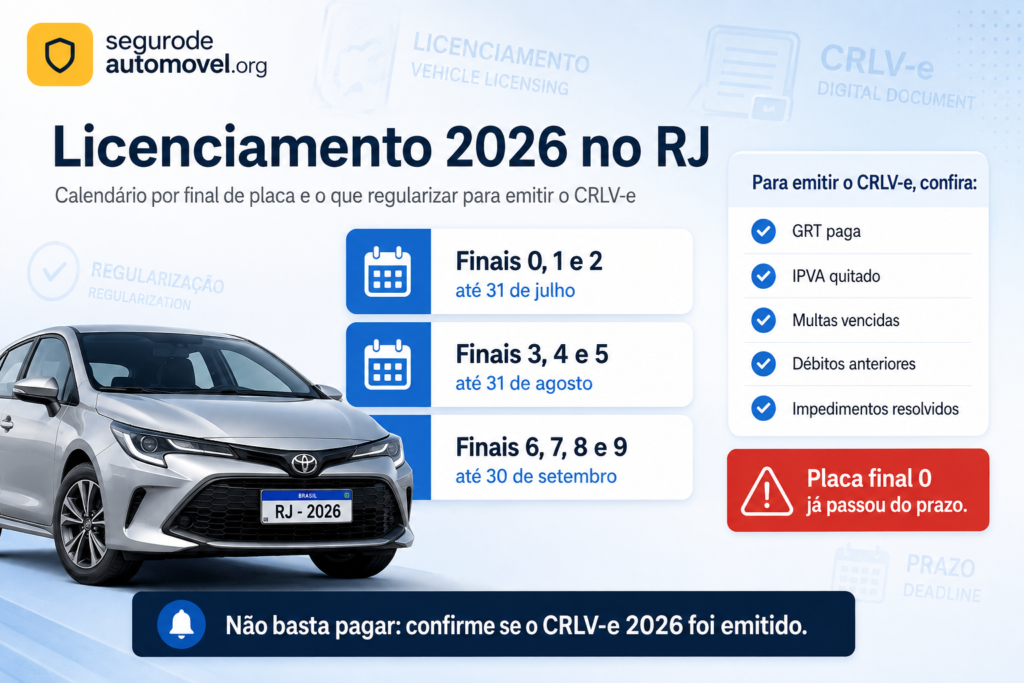 licenciamento verifique a data do seu seguro